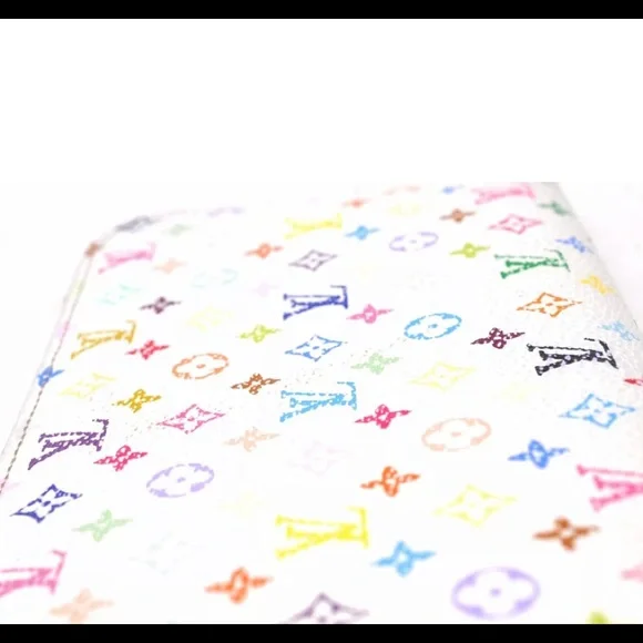 Louis Vuitton White Multicolor Takashi Murakami Zippy Wallet Authentic - Picture 7 of 12